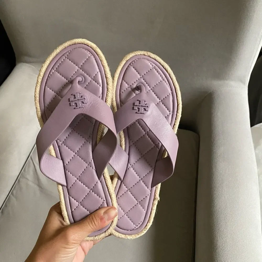 Tory Burch Quilted Espadrille Thong Sandals